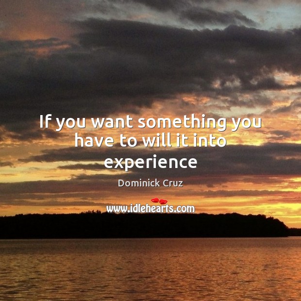 If you want something you have to will it into experience Dominick Cruz Picture Quote