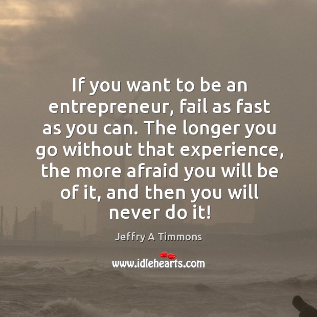 If you want to be an entrepreneur, fail as fast as you Jeffry A Timmons Picture Quote