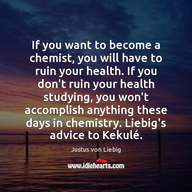 If you want to become a chemist, you will have to ruin Justus von Liebig Picture Quote