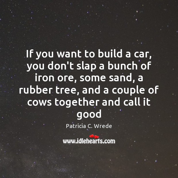If you want to build a car, you don’t slap a bunch Patricia C. Wrede Picture Quote