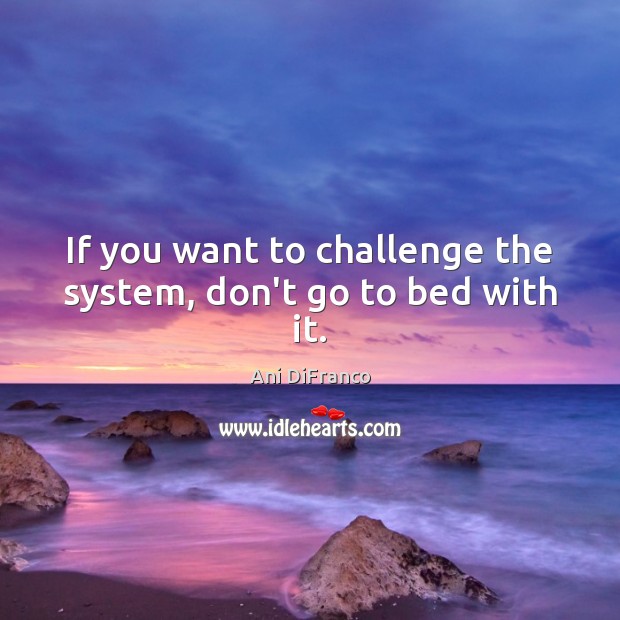 If you want to challenge the system, don’t go to bed with it. Image