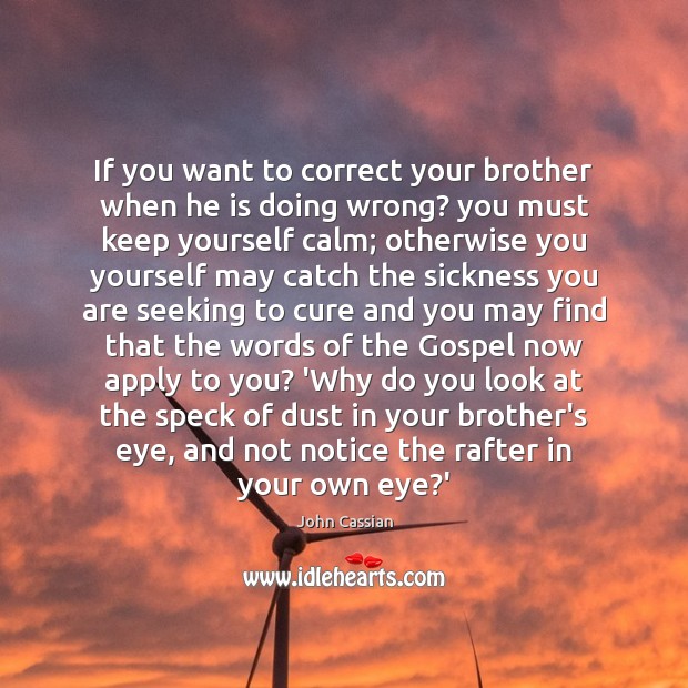 If you want to correct your brother when he is doing wrong? John Cassian Picture Quote