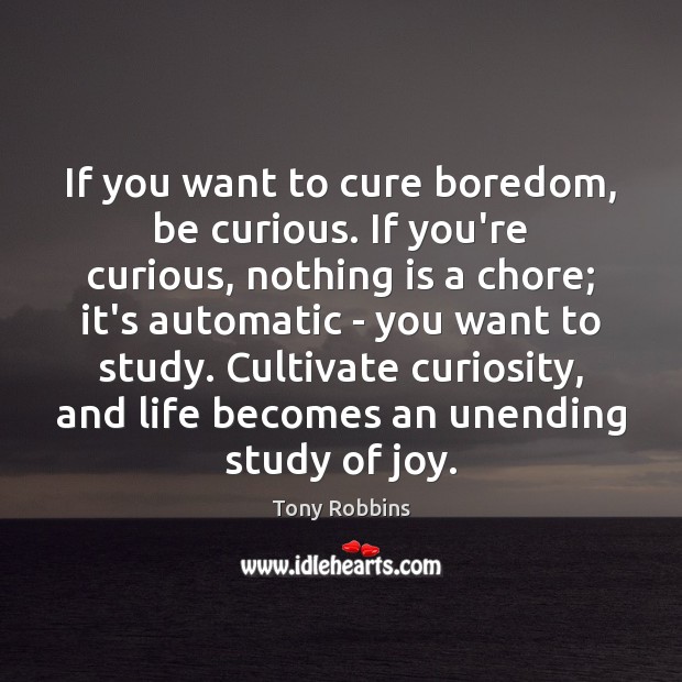 If you want to cure boredom, be curious. If you’re curious, nothing Image