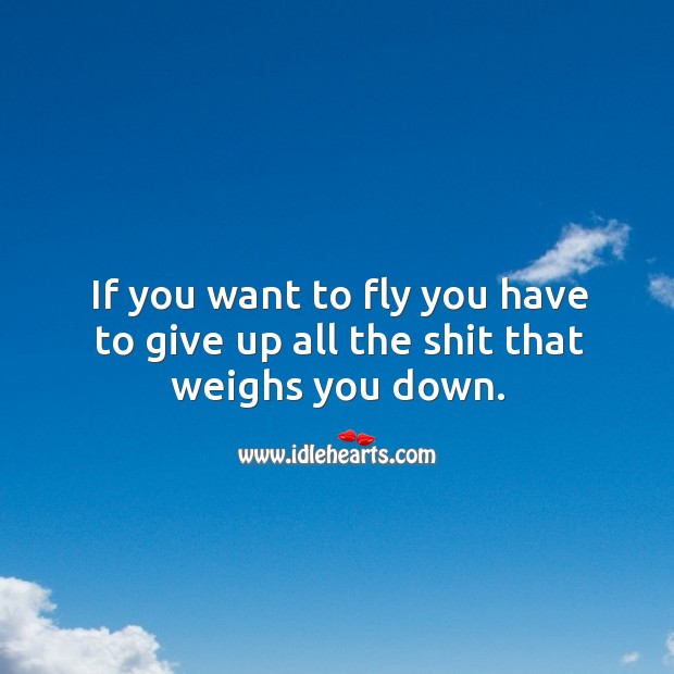 If you want to fly you have to give up all the shit that weighs you down. Image