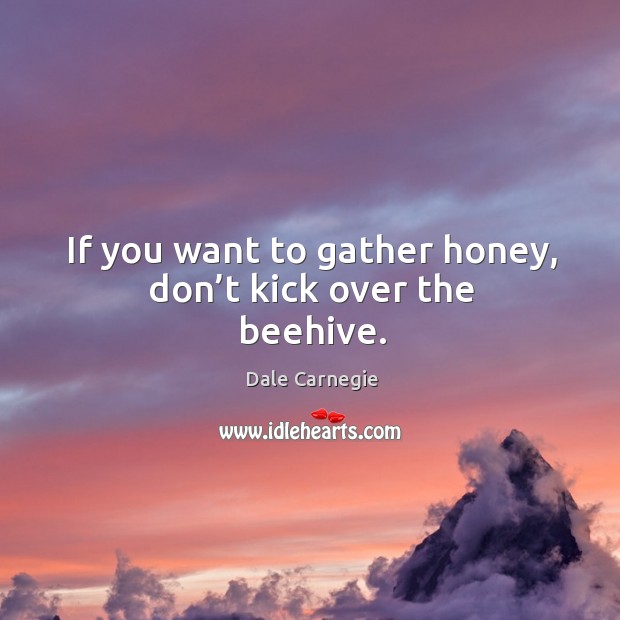If you want to gather honey, don’t kick over the beehive. Image