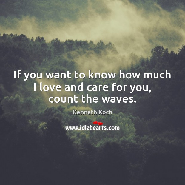 If you want to know how much I love and care for you, count the waves. Kenneth Koch Picture Quote