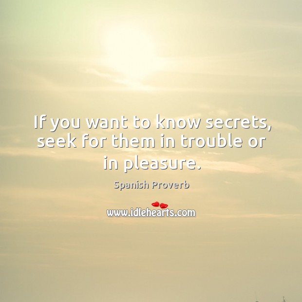 If you want to know secrets, seek for them in trouble or in pleasure. Image