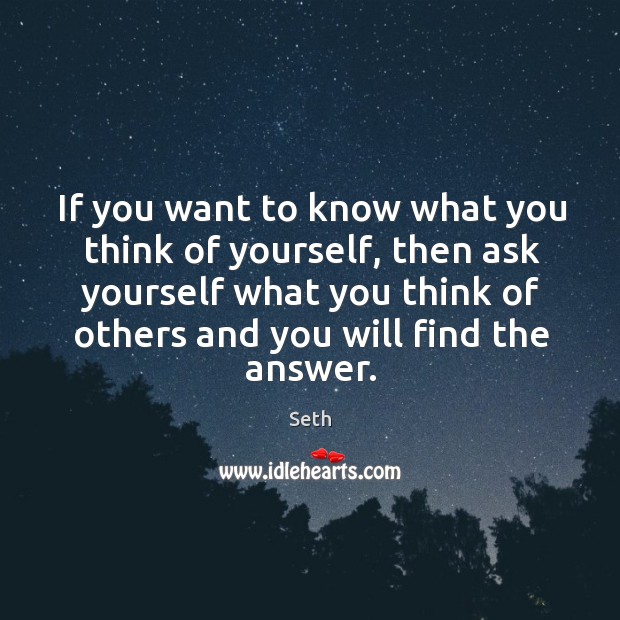 If you want to know what you think of yourself, then ask Image