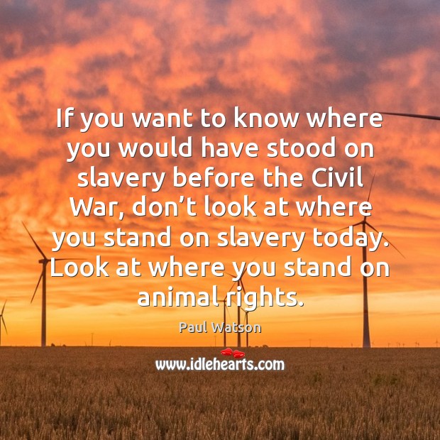 If you want to know where you would have stood on slavery Paul Watson Picture Quote