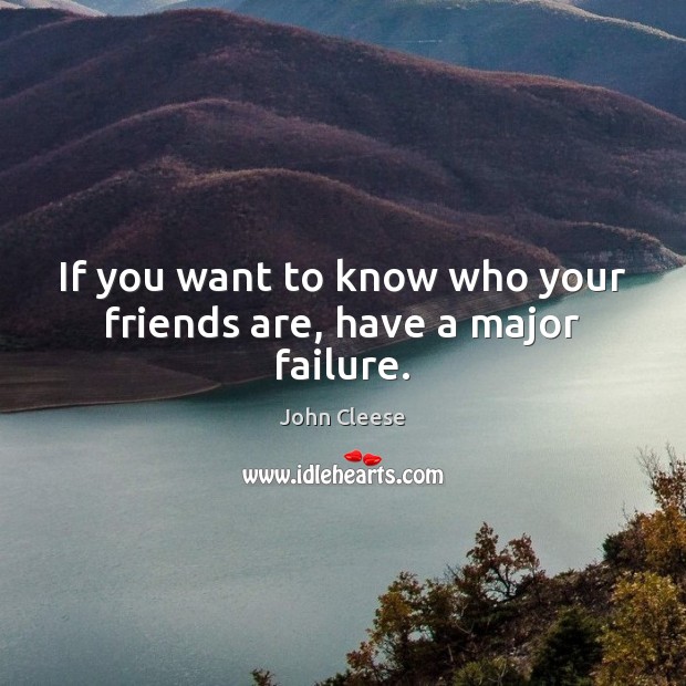 If you want to know who your friends are, have a major failure. John Cleese Picture Quote