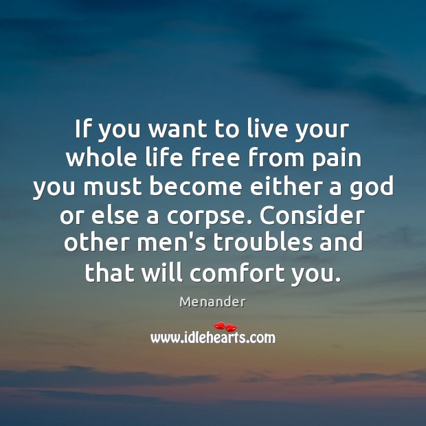 If you want to live your whole life free from pain you Menander Picture Quote