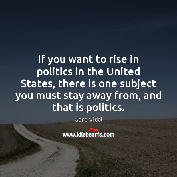 If you want to rise in politics in the United States, there Gore Vidal Picture Quote