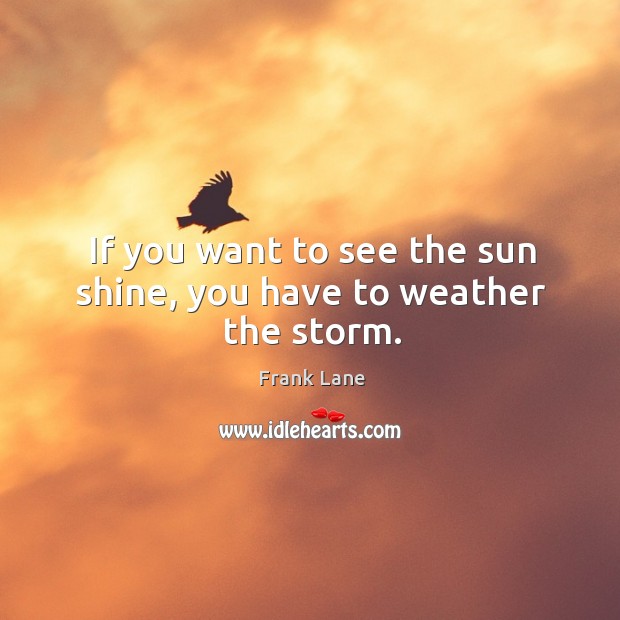 If you want to see the sun shine, you have to weather the storm. Image