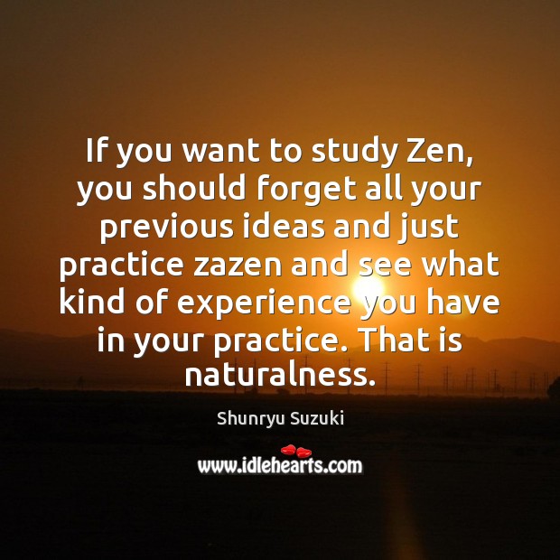 If you want to study Zen, you should forget all your previous Shunryu Suzuki Picture Quote