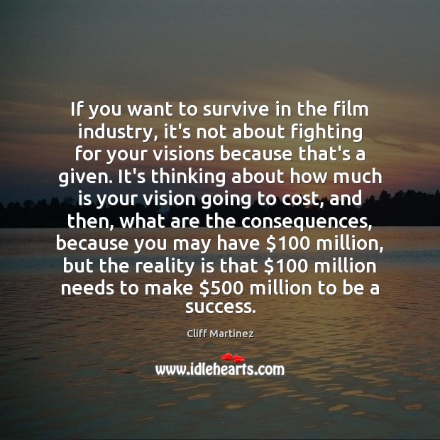 If you want to survive in the film industry, it’s not about Cliff Martinez Picture Quote