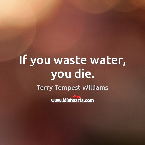 If you waste water, you die. Terry Tempest Williams Picture Quote