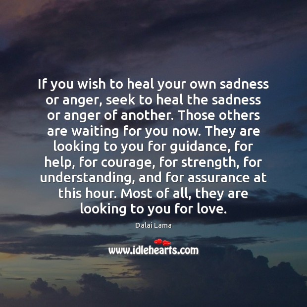 If you wish to heal your own sadness or anger, seek to 