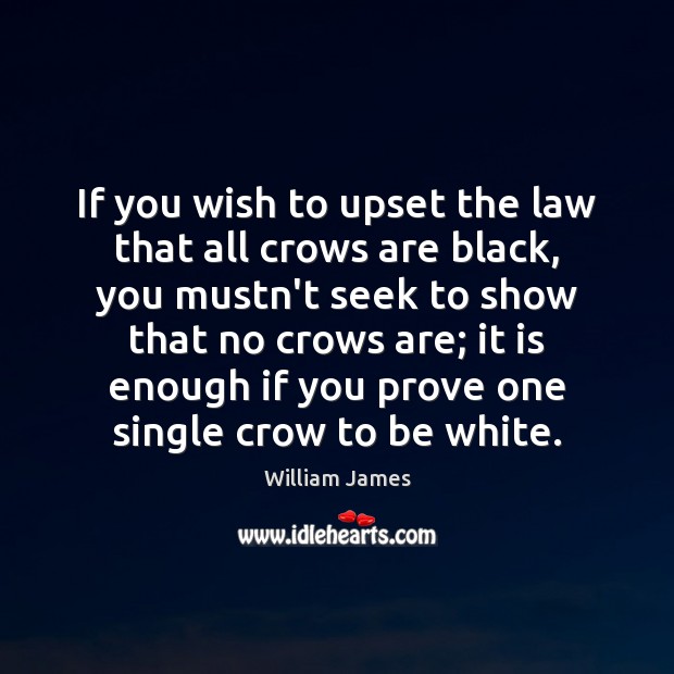 If you wish to upset the law that all crows are black, Image
