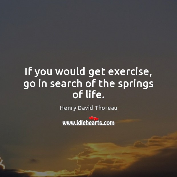 If you would get exercise, go in search of the springs of life. Image