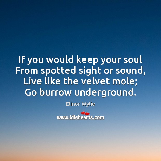 If you would keep your soul From spotted sight or sound, Live Elinor Wylie Picture Quote