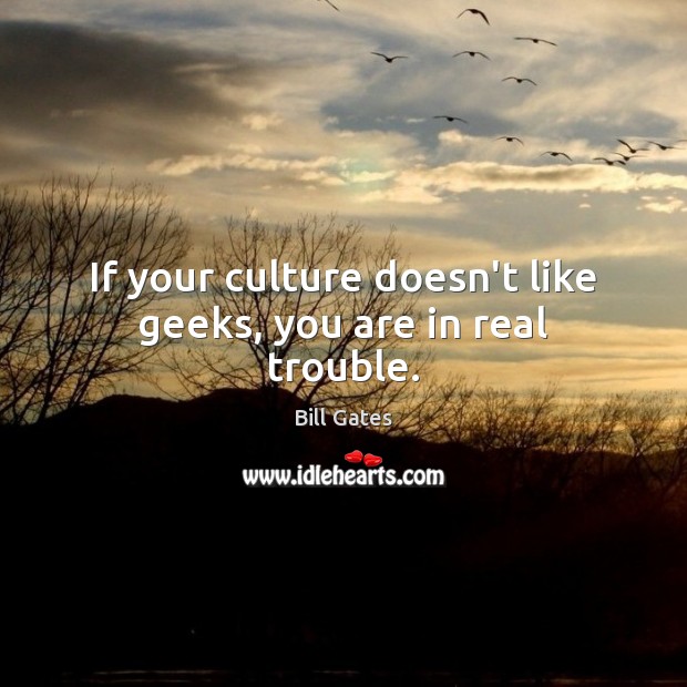 If your culture doesn’t like geeks, you are in real trouble. Bill Gates Picture Quote