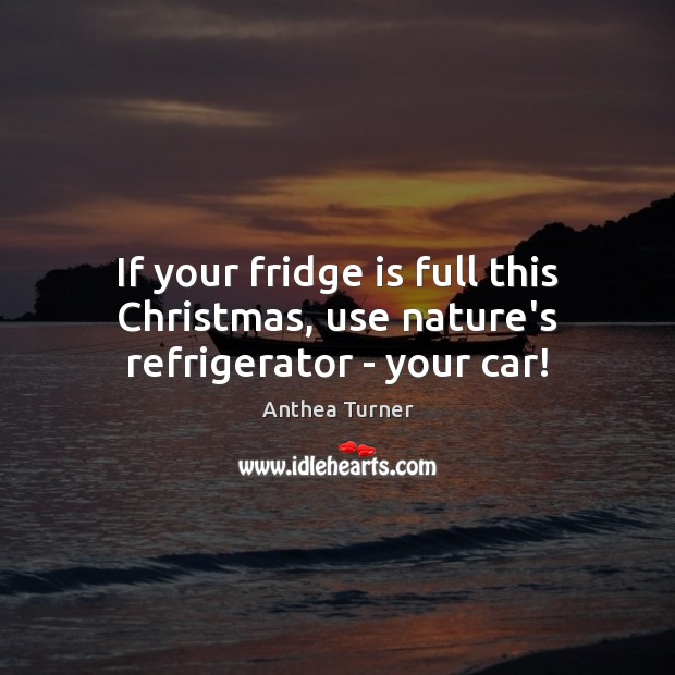 If your fridge is full this Christmas, use nature’s refrigerator – your car! Anthea Turner Picture Quote