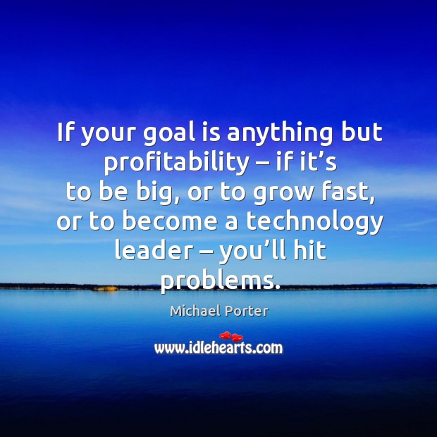 If your goal is anything but profitability – if it’s to be big, or to grow fast Michael Porter Picture Quote