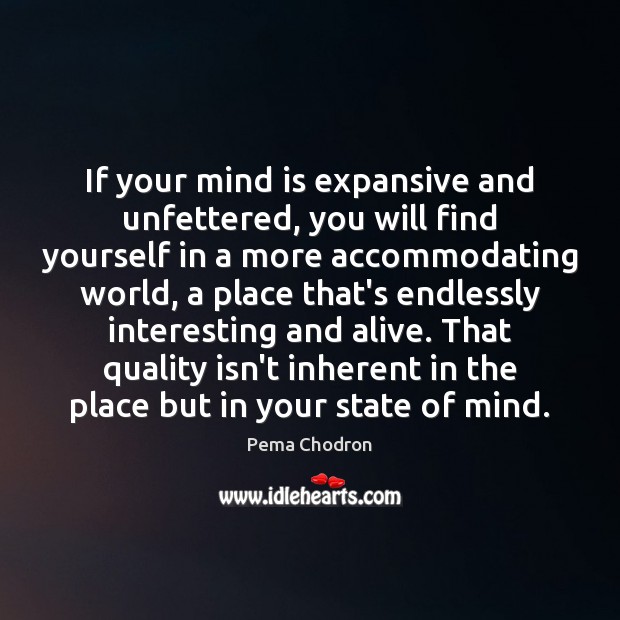 If your mind is expansive and unfettered, you will find yourself in Pema Chodron Picture Quote