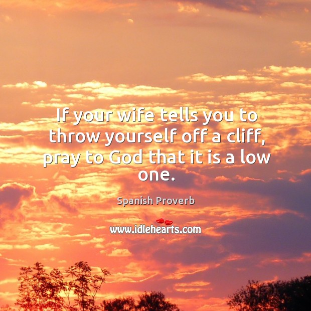 If your wife tells you to throw yourself off a cliff Image