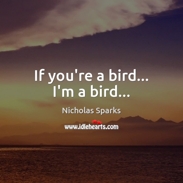 If you’re a bird… I’m a bird… Nicholas Sparks Picture Quote