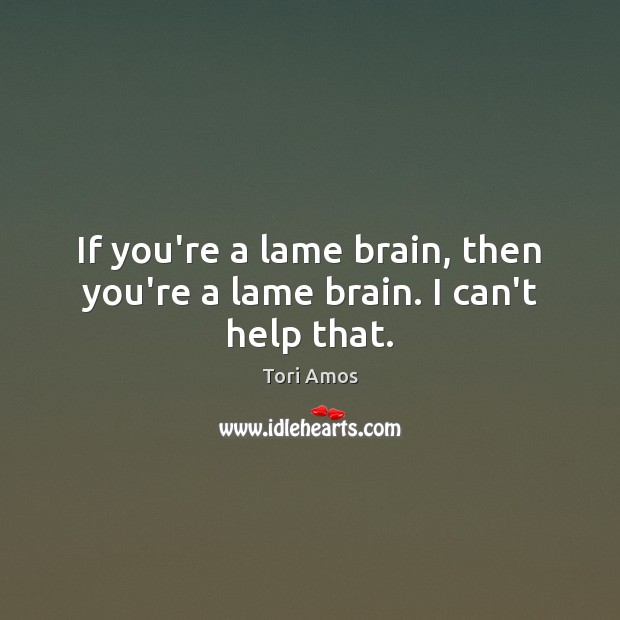 If you’re a lame brain, then you’re a lame brain. I can’t help that. Tori Amos Picture Quote