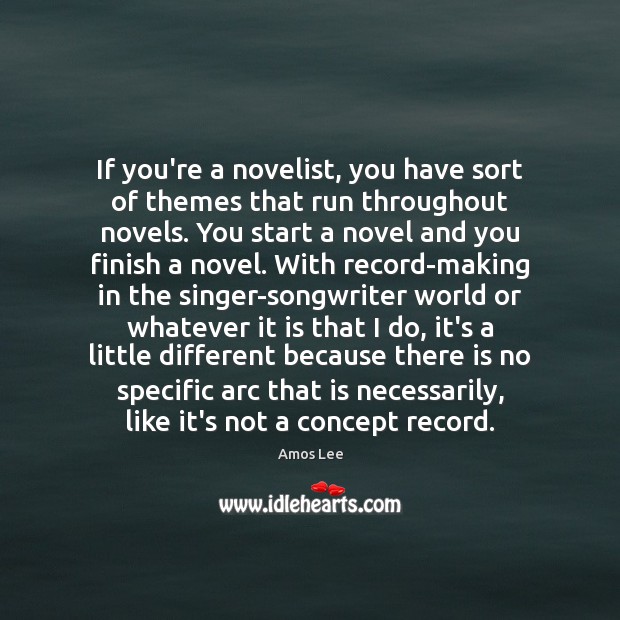 If you’re a novelist, you have sort of themes that run throughout Amos Lee Picture Quote
