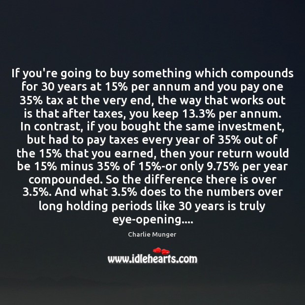 If you’re going to buy something which compounds for 30 years at 15% per Charlie Munger Picture Quote