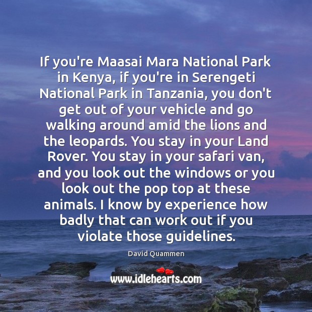 If you’re Maasai Mara National Park in Kenya, if you’re in Serengeti 