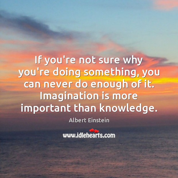 If you’re not sure why you’re doing something, you can never do Albert Einstein Picture Quote