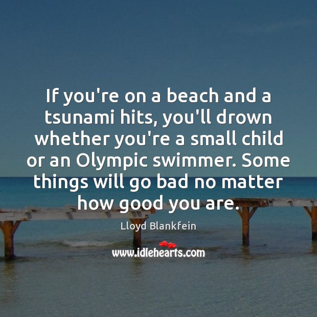 If you’re on a beach and a tsunami hits, you’ll drown whether Lloyd Blankfein Picture Quote