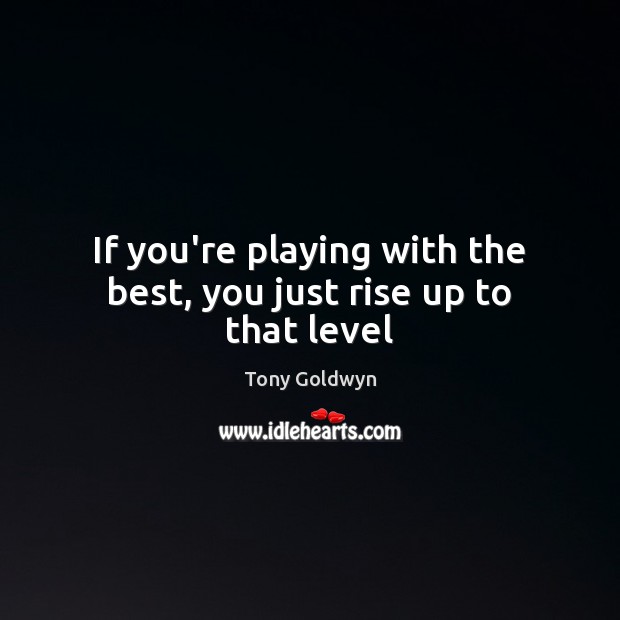 If you’re playing with the best, you just rise up to that level Tony Goldwyn Picture Quote
