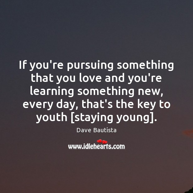 If you’re pursuing something that you love and you’re learning something new, Dave Bautista Picture Quote