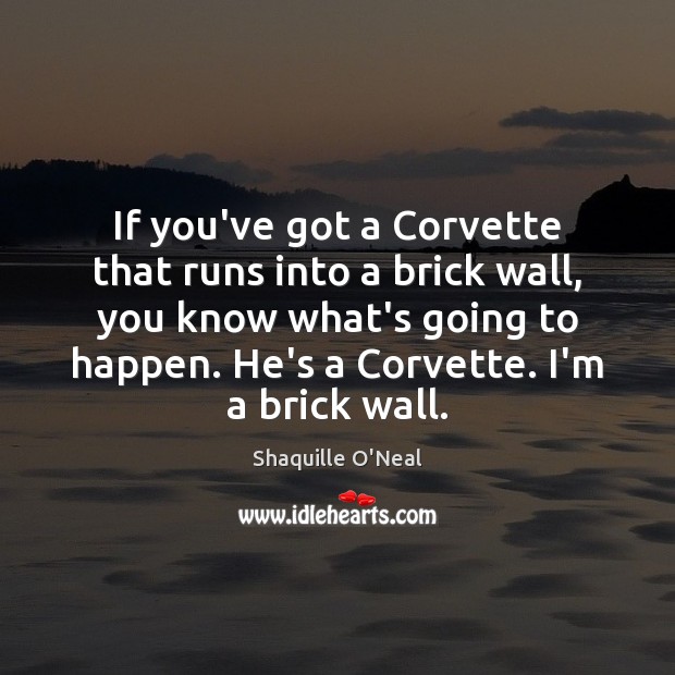 If you’ve got a Corvette that runs into a brick wall, you Shaquille O’Neal Picture Quote