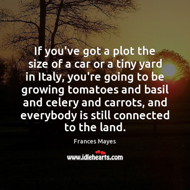 If you’ve got a plot the size of a car or a Frances Mayes Picture Quote