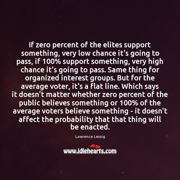 If zero percent of the elites support something, very low chance it’s Lawrence Lessig Picture Quote