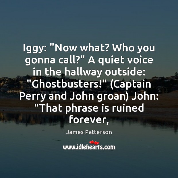 Iggy: “Now what? Who you gonna call?” A quiet voice in the James Patterson Picture Quote