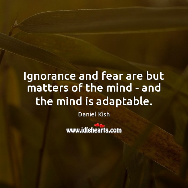 Ignorance and fear are but matters of the mind – and the mind is adaptable. Daniel Kish Picture Quote