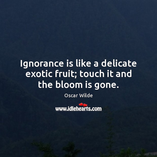 Ignorance is like a delicate exotic fruit; touch it and the bloom is gone. Ignorance Quotes Image