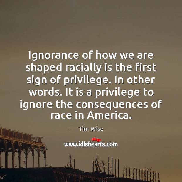Ignorance of how we are shaped racially is the first sign of Image