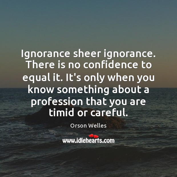 Ignorance sheer ignorance. There is no confidence to equal it. It’s only Orson Welles Picture Quote