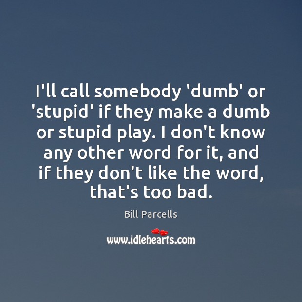 I’ll call somebody ‘dumb’ or ‘stupid’ if they make a dumb or Image