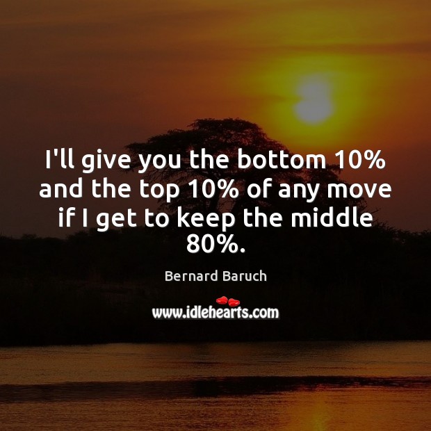 I’ll give you the bottom 10% and the top 10% of any move if I get to keep the middle 80%. Bernard Baruch Picture Quote