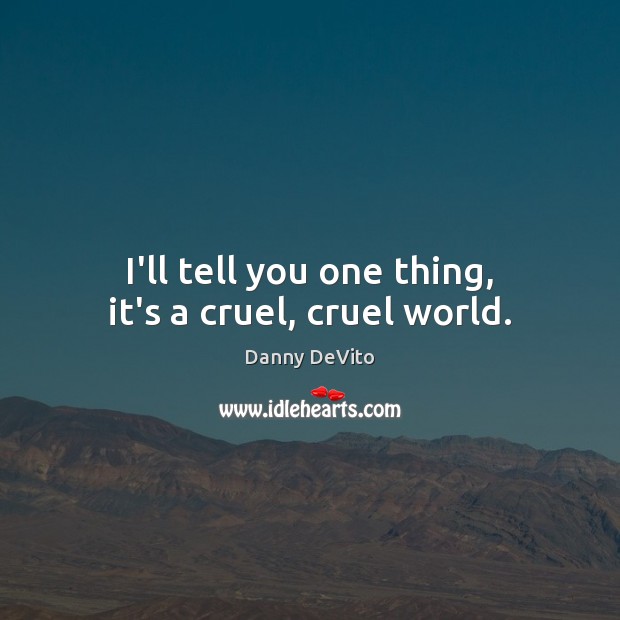 I’ll tell you one thing, it’s a cruel, cruel world. Danny DeVito Picture Quote