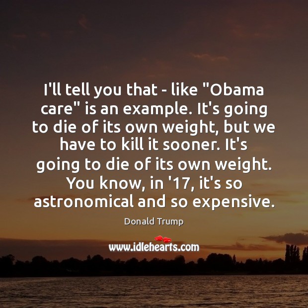 I’ll tell you that – like “Obama care” is an example. It’s Donald Trump Picture Quote